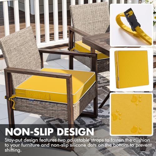 MIULEE Yellow 48x18x3 Inch Outdoor Bench Cushion Waterproof | Patio Chair Cushion, with Adjustable Straps, Set of 1, for Swing Patio Furniture, 3-Year Color Fastness, Garden Sofa Couch - color: Yellow, size: 48 x 18 x 3 Inch