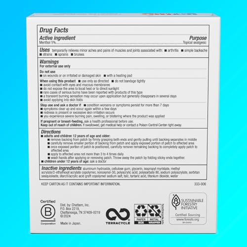 Icy Hot Original Pain Relief Patch Variety Pack, 5 Medium and 5 Large Comfortable Fabric Patches with Menthol 5%, Contrast Therapy for Backaches, Joints, Muscle Strains and Arthritis, 10 ct. - size: 10 Count