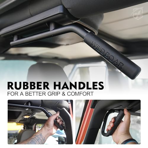4PCS Aluminum Grab Handles Kit Compatible with 2007-2018 Jeep JK JKU, Black | Heavy-Duty Roll Bar, Rust-Resistant, Non-Slip, Easy to Install - color: Black