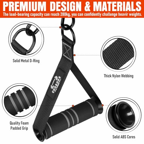 Heavy Duty Exercise Handles, Gym Cable Handles for Cable Machine Attachments, D Handle Cable Attachments, Handles for Resistance Bands, Workout Accessories, Fitness Equipment for Home Gym - color: Black Grey