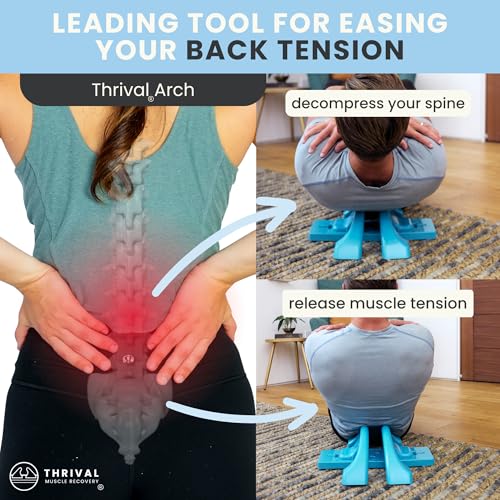 Thrival Arch Back Stretcher - Psoas Muscle Release Tool App for Hip Flexor, Back, Glute, Iliacus, and Neck - Spine Decompressor, Trigger Point, and Myofascial Release – Blue - color: Blue, size: ThrivalArch