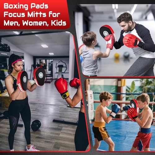 Punching Mitts Kick Pack Set, Boxing Pads Curved Focus Punching Mitts Kickboxing Striking Target Pads for Kids Men Women, Martial Arts Training Equipment for Boxing Taekwondo Karate Muay Thai - style: Punching Mitts