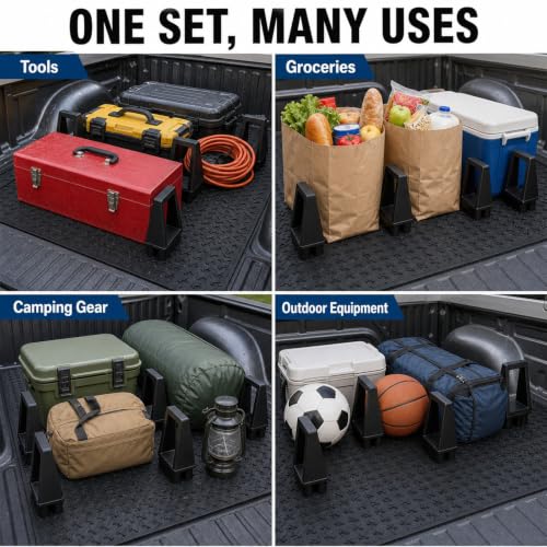 Truck Bed Organizer Slide Out Mat, Pickup Truck Bed Divider and Cargo Control Mat, Truck Bed Accessories for Tools, Groceries, Camping Gear and Outdoor Equipment
