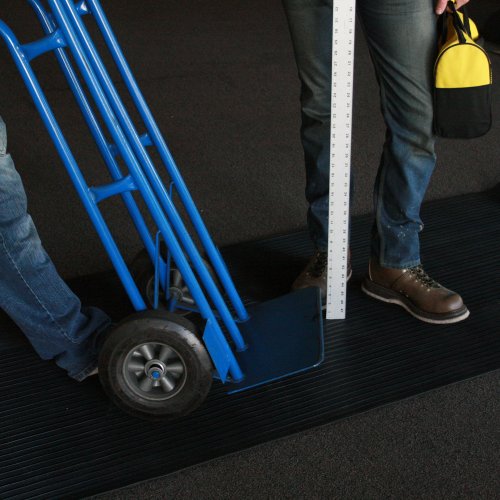 Rubber-Cal 03_167_W_CO_06 Composite Rib Corrugated Rubber Floor Mats, .13 inch Thick x 3ft x 6ft Roll, Black - size: 72"L x 36"W x 0.1"Th