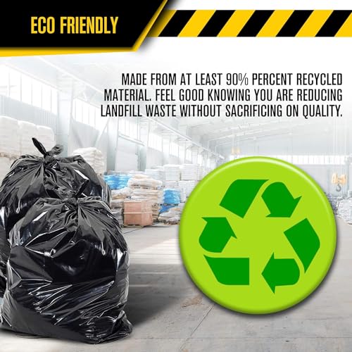 Ultrasac Heavy Duty Contractor Bags (VALUE 50 PACK/w TIES), 42 Gallon, 32.75" X 47" - 3 MIL Thick Large Black Industrial Garbage Trashbags for Construction and Commercial use - size: 1 Count (Pack of 50)
