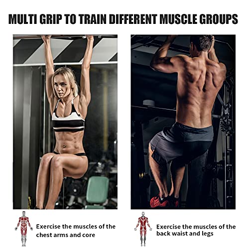 ptlsy Wall Mounted Pull Up Bar Multifunctional with Multi-grip Chin Up Bar Heavy Duty Dip Station for Home Gym Indoor Workout, Fitness Equipment, Dip Stand Supports to 440 Lbs - style: Multi Grip Style