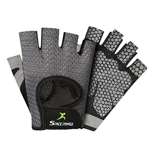 spacepower Workout Gloves - Lightweight Breathable Gym Gloves for Women & Men's Exercise - color: Gray, size: X-Large