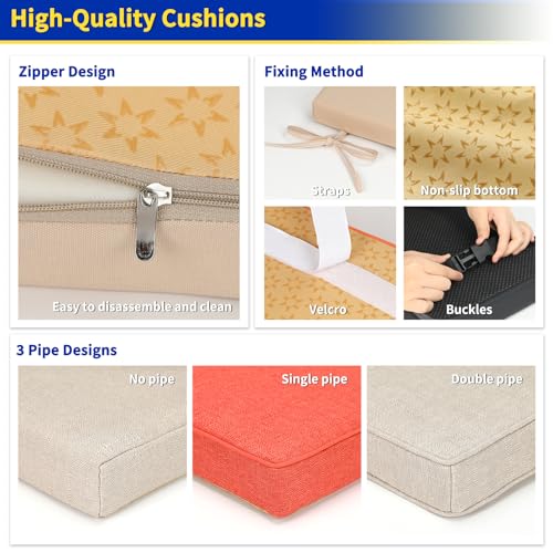 Custom Bench Cushion, Window Seat Cushions Indoor, Bench Cushions for Indoor Furniture,Non-Slip Bench Pads,75D Thickened Foam Bench Cushion for Indoor Bay Window Outdoor Garden Patio Cushion
