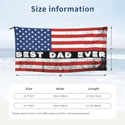 Vintage Best Dad Ever America Flag Beach Towel Oversized Quick Dry Sand Free Microfiber Lightweight Large Towels 31.5"x63" for Men Women Swimming Camping Yoga Gym Bath Travel Vacation - size: 31.5"x63"