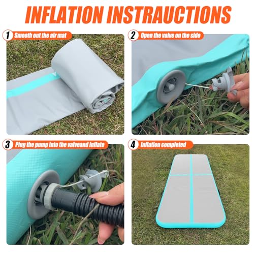 SUDOO Gymnastics Air Mat 10ft/13ft/16ft Inflatable Air Tumble Track Mat 4" Thick Tumbling Mat With Pump or No Pump for Training Tumble Yoga Cheerleading Parkour Beach Water Activities Home Use - color: Green, size: 10ft*3.3ft*4in (3*1*0.1m)