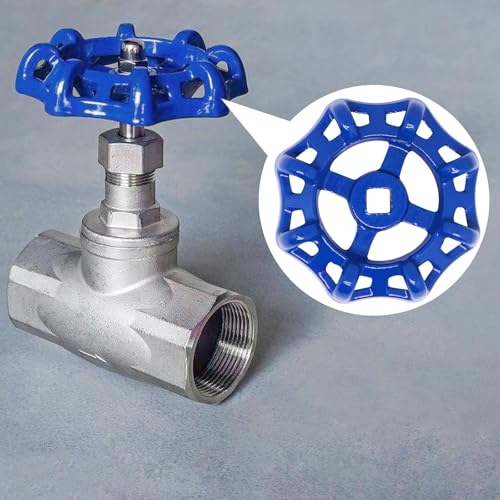 2 Pack Outdoor Faucet Handle Replacement, 8mm x 8mm Square Stem Hole Water Spigot Handle Replacement, Cast Iron Round Wheel Outside Faucet Handles with Screws Spacer (Blue) - color: Blue, size: 8mm x 8mm (2pcs)