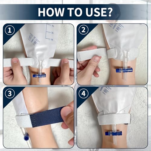 4 Packs Leg Bag Straps(Gray), Urine Drainage Bag Strap Catheter Leg Bag Straps with Soft Elastic Fabric Comfortable Silicone Grips for Men Women Urine Tube Fix Device Supplies - color: Gray