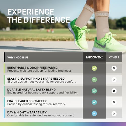 Modvel Foot & Ankle Brace Socks for Sprained Ankle Compression Sleeve - Foot Support for Women & Men - Tendonitis & Arthritis Ankle Brace Sports Running, Torn Ligaments & Women Stabilizing Ankle Wrap - color: A Skin / Nude, size: Small