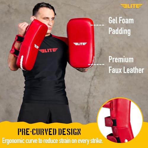Elite Sports Muay Thai Kickboxing Training Pad for Kickboxing, MMA, Taekwondo, Karate. Ideal for Punches, Knees, and Kicks in Martial Arts Training (ONE PAD ONLY) - color: Solid Red