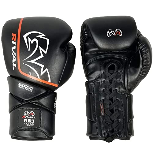 RIVAL Boxing RS1 2.0 Ultra Pro Sparring Gloves, Lace-up Closure - Super-Resistant Microfiber, Soft Inner Lining, and High-Density Padding - color: Black, size: 18 oz.