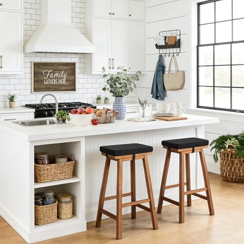 Tromlycs Saddle Bar Stool Cushion Rectangle Small Bench Cushion, Black | Rectangular Seat Cushion, Rectangle Bar Stool Cover Pad, Kitchen Farmhouse, with Strap Ties, 18x9.5 Inch - color: Black