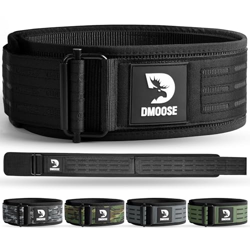 DMoose Fitness Auto Locking Weight Lifting Belt for Men & Women - 4" Nylon Squat & Deadlift Belt with Quick-Release Buckle - Gym Workout Belts for Lumbar Back Support for Weightlifting & Powerlifting - color: Black 2.0, size: XX-Large