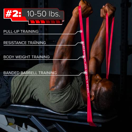 SERIOUS STEEL FITNESS Assisted 41" Pull-Up Band, Resistance & Stretch, Powerlifting & Pull-up Assist Loop (Single Band) - style: #2 (10-50 lbs)
