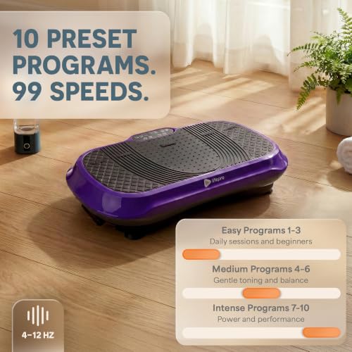 Lifepro Waver Vibration Plate Exercise Machine – High-Intensity Vibration Plate for Lymphatic Drainage – Full-Body Workout Vibrating Platform with Loop Bands – Fitness Equipment for Strength & Toning - color: Purple