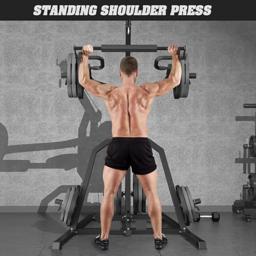 DONOW Leverage Gym Home Gym System Workout Station with LAT Pulldown | Upgraded Weight Plate Holder No Slide Off, Multi Function Squat Rack and Pulley System, US Team Service, 6 US Warehouses - color: Black