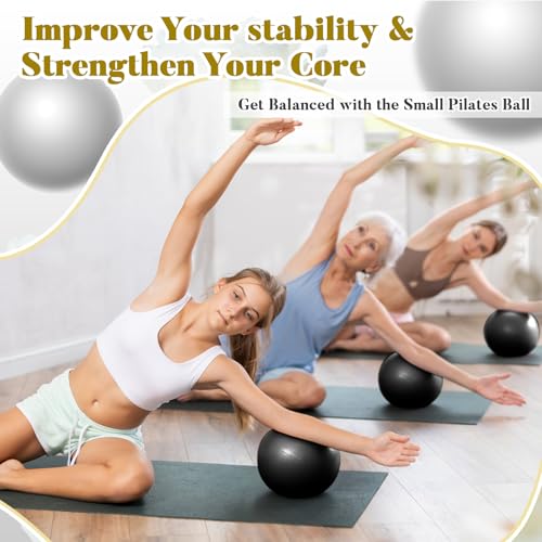 Sotiff 20 Pcs 9 Inch Pilates Ball Bulk Exercise Pilates Ball Mini Yoga Balls Therapy Core for Stability Barre Training Stretching Physical Posture Training Gym Workout with Inflation Tube - color: Black