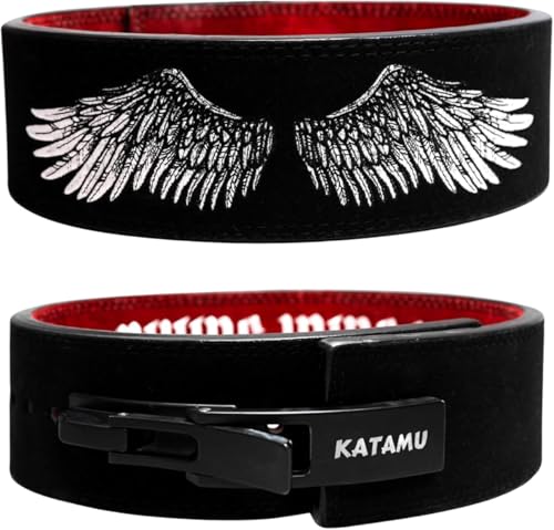 Katamu USPA & IPL Approved Premium Lever Belt | — 10mm and 13mm Leather - color: Divine Wings, size: Small - 10mm