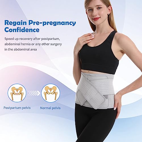 Paskyee Postpartum Belly Band, C-Section & Post Surgery Support Wrap(Grey, L/XL) - color: Grey, size: L/XL