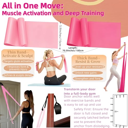 Women Glute Workout Equipment, Hip Thrust Belt for Weights, Booty Bands Exercise Bands Pilates Ball, Glute Workout at Home Pilates Exercise Equipment Kit for Home Gym Fitness Accessories - color: Pink-Beginner