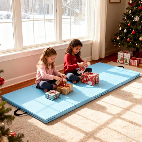 Gymnastics Mat, 3FTx6FT / 4FTx8FT 2" Thick Folding Kids' Gymnastic Tumbling Mat for Home Gym Exercise & Play - color: 3x6FT-Light Blue