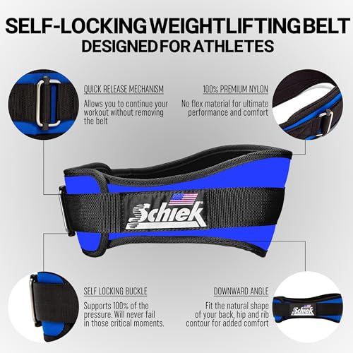 Schiek Sports 2006 Nylon 6 Inches Weight Lifting Belt - Support Belt for Power Lifting - color: Light Navy, size: X-Small