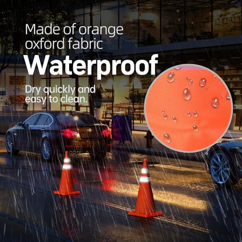 BATTIFE [6 Pack] 28 Inch Collapsible Traffic Safety Orange Cones, Multi Purpose Pop-up Cones and Reflective Collar, for Road Parking, Driving Practice - size: 28inch