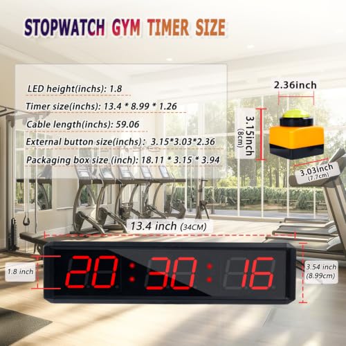 Independent Button Type 1.5-inch Fitness Room Rest Timer, Suitable for Gym Exercise/School/Home Exercise/Boxing Gym/Indoor Rock Climbing (1.8-inch Data PC Transmission Mode)