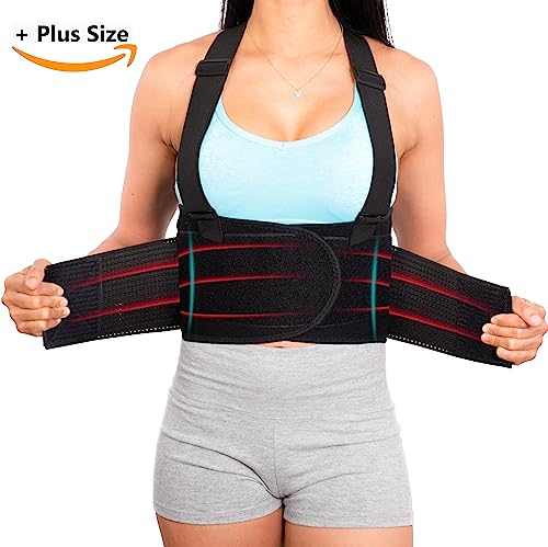 Plus Size Back Brace for Men Lower Back Heavy Lifting with Suspenders, Back Support Belt for Work, Lower Back Brace with Lumbar Support for Back Pain Relief, Construction Warehouse Moving Belt, 3XL - size: XXX-Large