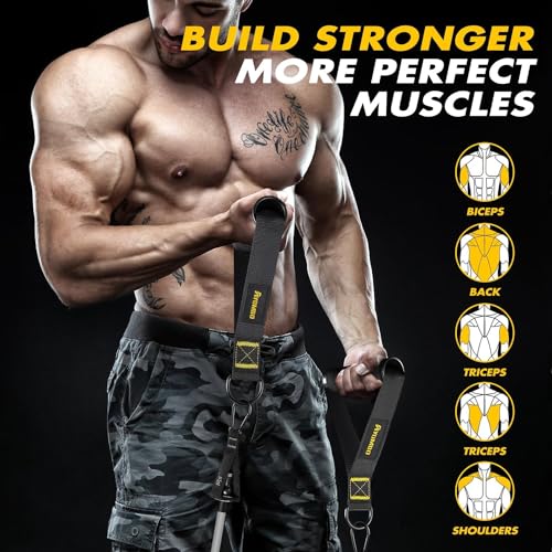 Ayombo Gym Equipment, Cable Attachments for Gym, Home Workout Equipment Machine Grip Attachments, Resistance Bands Handles for Weight Strength Trainer, Gym Heavy Duty Exercise Handle for Men - color: Black