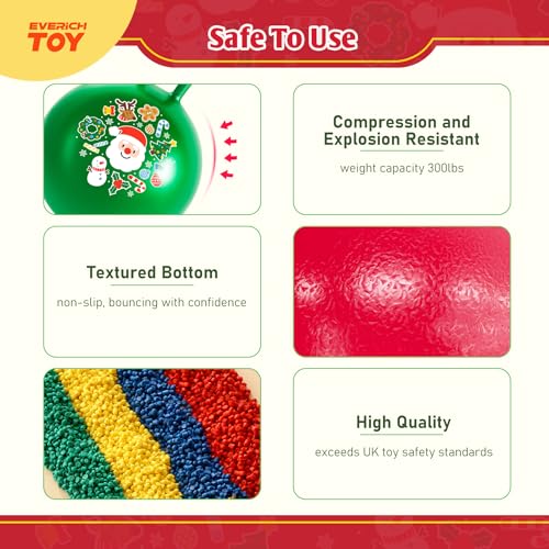 2-Pack Hopper Ball for Kids 18In Sit On Bouncy Ball with Handle with Christmas Reindeer Ears, The Top Green & Red Christmas Boys Girls Gifts for 4 5 6 7 8 Yr Old Indoor Outdoor Active Play - color: Red + Green Christmas, size: Age:4-8(18''/45cm)