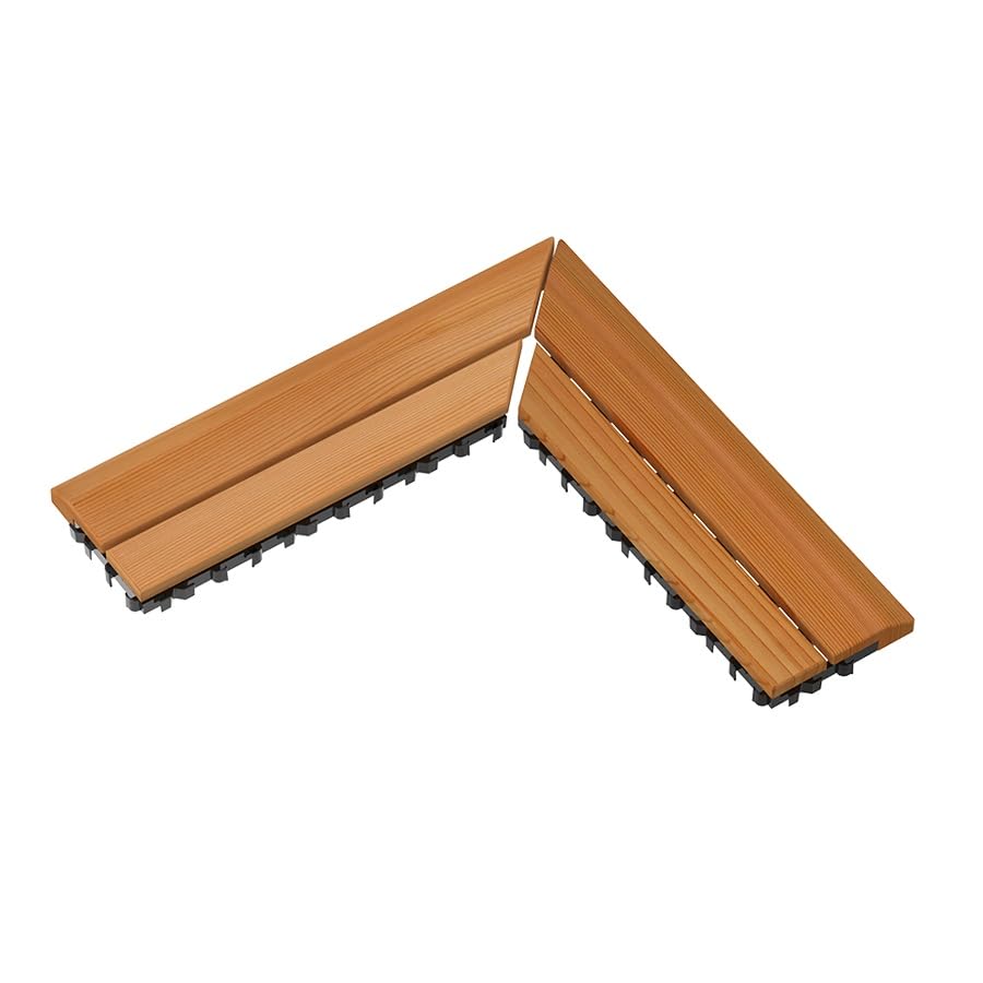 Cedar Floor Mat Corner 4.5" x 15.5" (Set of 2) | Finished Beveled Edge & Easy Mount Assembly | Compatible with 11" x 11" Wooden Sauna Floor Mats