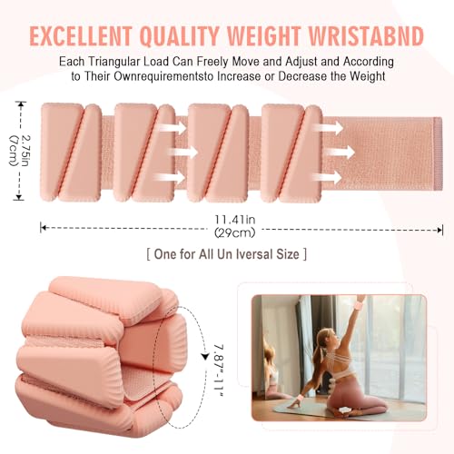 Wrist Weights, Adjustable Wrist Ankle Weights for Women, Wearable Arm & Leg Weights Set of 2(1 lb Each), Weighted Bangles for Walking, Yoga, Dance, Barre, Gym - color: Salmon