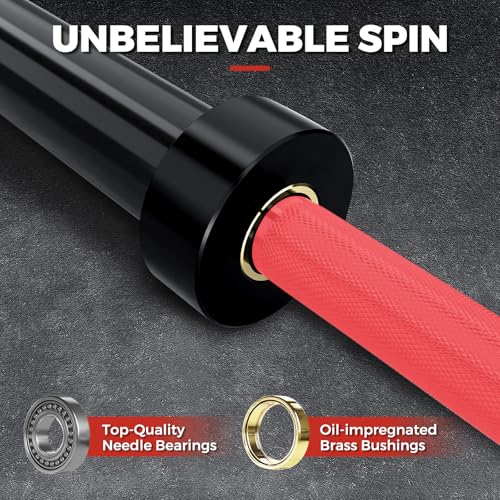 Olympic Barbell 7FT 45LB, 1500LB Capacity Weight Bar for Home Gym, 2-Inch Olympic Barbell for Weightlifting, Powerlifting, Squat, Deadlift and Bench Press - color: Black&Red