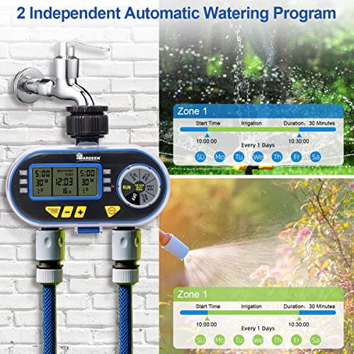 Sprinkler Timer,Outdoor Water Timer for Garden Hose, Programmable with Rain Dela Garden Electronic Irrigation Controller System Color Blue - style: 2 Outlet Water Timer