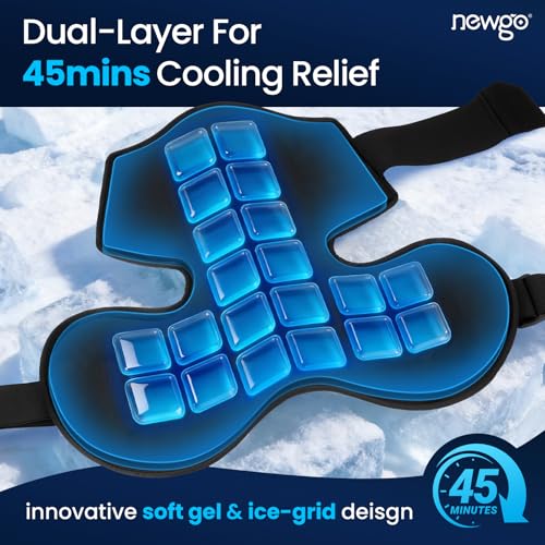 NEWGO Shoulder Ice Pack Rotator Cuff Cold Therapy, 45-Min Long-Lasting Ice Packs for Shoulder & Arm with Ice Grid, Flexible Cold Compression Wrap for Post-Surgery, Muscle Relaxation & Swelling, XL - size: XL