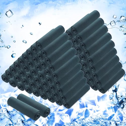 Hosuly 100 Pack Cooling Towels, 40"x12" Cooling Towels for Neck and Face Breathable Soft Chilly Sweat Rag Microfiber Sport Rags for Gym Yoga Golf Running - color: Foggy Blue