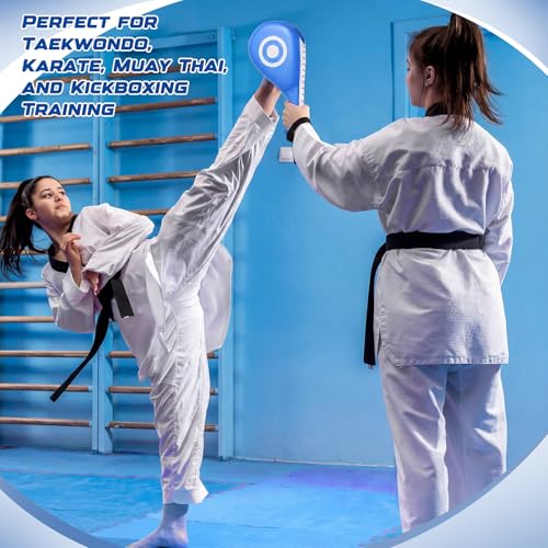 Poen 7 in 1 Taekwondo Kick Pad Boxing Training Equipment Punching Mitts Martial Arts Wrist Band Adjustable Soft Pads Set for Karate Muay Thai MMA Training - color: Blue