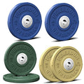 FEIERDUN Color Bumper Plate Set, 2-Inch Olympic Weight Plates, Low Bounce Rubber Barbell Plates with Stainless Steel Insert for Weightlifting, Strength Training, CrossFit & Home Gym, 10LB-370LB - style: N) 210LBS SET