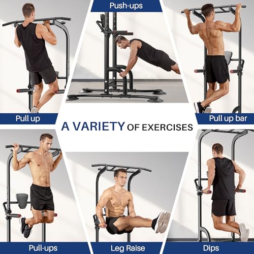 BangTong&Li Power Tower, Pull Up Bar Dip Station/Stand for Home Gym Strength Training Workout Equipment - color: Black-02