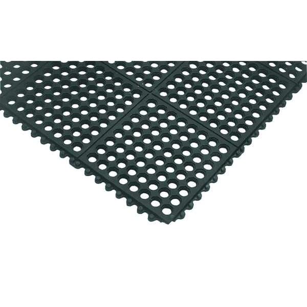 NoTrax Cushion-Ease® 3' x 3' Rubber Drainage Mat, Customizable Modular Interlocking Design with Ergonomic Support, Medium-Duty, Anti-Fatigue, Non-Slip Surface, Black, 550S0033BL