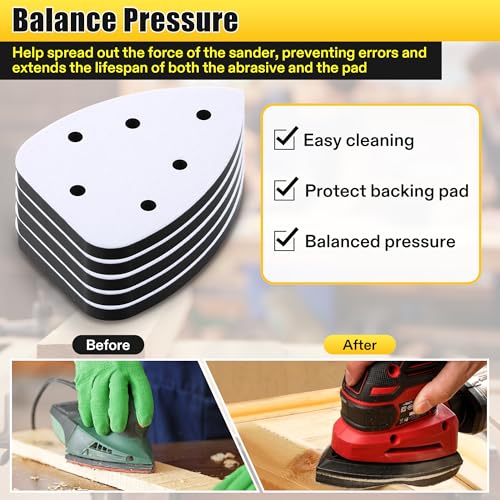5 Pcs 6 Holes Foam Sanding Pads with Hook and Loop Backing Sander Mouse Detail Sanding Interface Pad to Increasing Flexibility and Balancing Pressure Compatible with Ryobi Sander - color: Black and White, size: 6 Holes