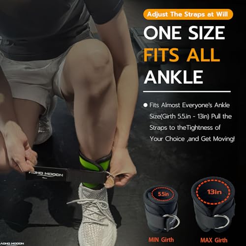 AOHO MOOON Ankle Strap (2 Pieces) for Cable Machine Women - Gym Workout Leg Strap, Premium Padding Ankle Cuffs, Glute Kickback Exercises Equipment, Pulley Attachment, One Size Fit All - color: Green