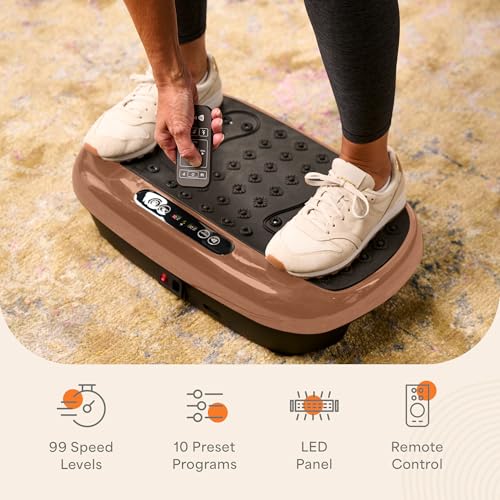 Lifepro HexaPlate Lite Vibration Plate Exercise Machine — Magnetic Acupoints, 99 Speeds & 10 Presets Vibration Platform Machine with Resistance Bands — Vibrating Plate for Lymphatic Drainage & Toning - color: Copper