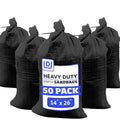 DURASACK Heavy Duty Sand Bags with Tie Strings Empty Woven Polypropylene Sand-Bags for Flood Control with 1600 Hours of UV Protection, 50 lbs Capacity, 14x26 inches, Black, Pack of 50 | Woven Polypropylene Sandbags for Flood Control with 1600 Hours of UV