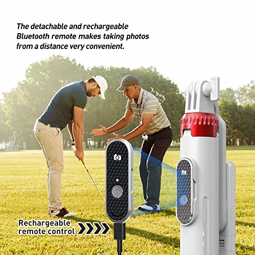 62" Phone Tripod & Selfie Stick for Golf Training, Extendable Cell Phone Tripod Stand with Wireless Remote and iPhone Holder, Golf Training Aid - Compatible with iPhone Android (White)